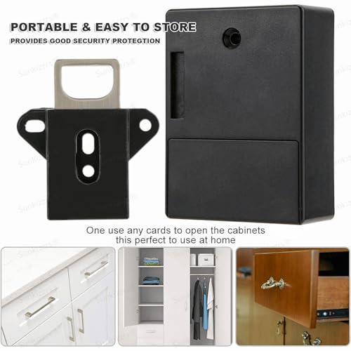 Sunkizzrs® RFID Electronic Drawer Lock — Smart NFC Cabinet Locks — Hidden Card Lock for Drawer/Cabinet/Locker/Cupboard/Wardrobe with 1 Pcs IC Cards & 3 Pcs NFC Tags - Image 3