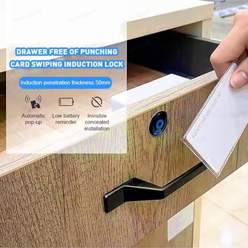 Sunkizzrs® RFID Electronic Drawer Lock — Smart NFC Cabinet Locks — Hidden Card Lock for Drawer/Cabinet/Locker/Cupboard/Wardrobe with 1 Pcs IC Cards & 3 Pcs NFC Tags - Image 4