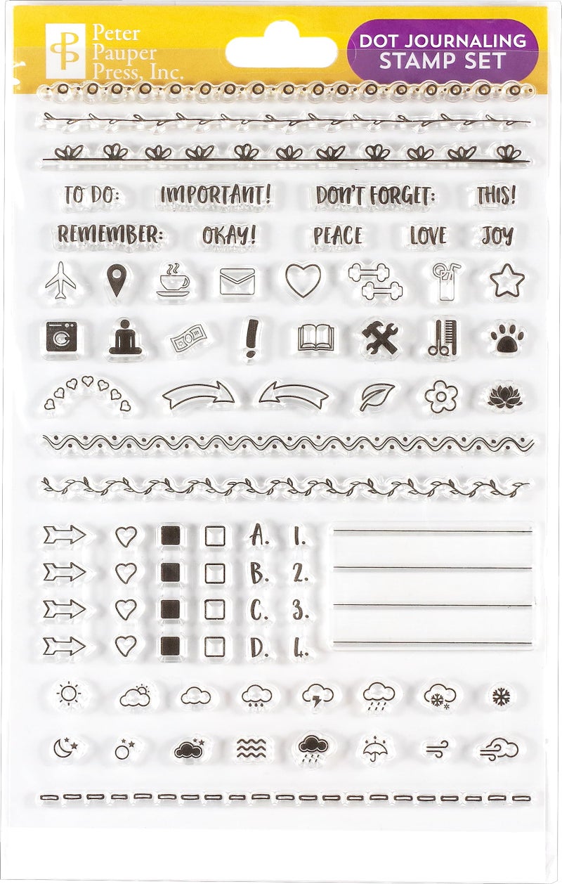 Peter Pauper Press Dot Journaling Clear Stamp Set (60 Individual Stamps) - Image 5