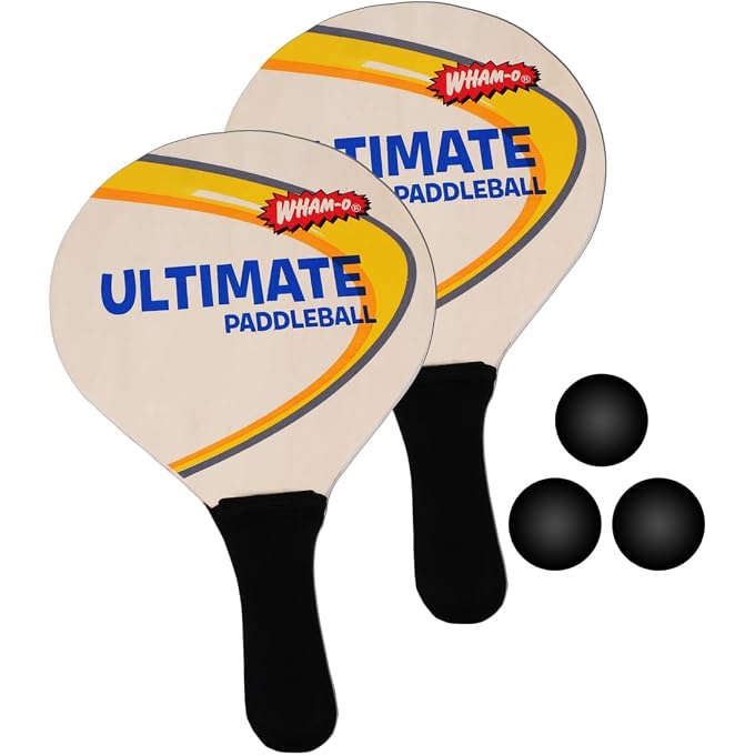 WHAM-O Game Time Ultimate Paddle Ball - 2 Paddles - 3 Balls - Outdoor Games - Image 1