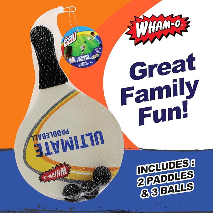 WHAM-O Game Time Ultimate Paddle Ball - 2 Paddles - 3 Balls - Outdoor Games - Image 3