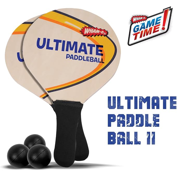 WHAM-O Game Time Ultimate Paddle Ball - 2 Paddles - 3 Balls - Outdoor Games - Image 2