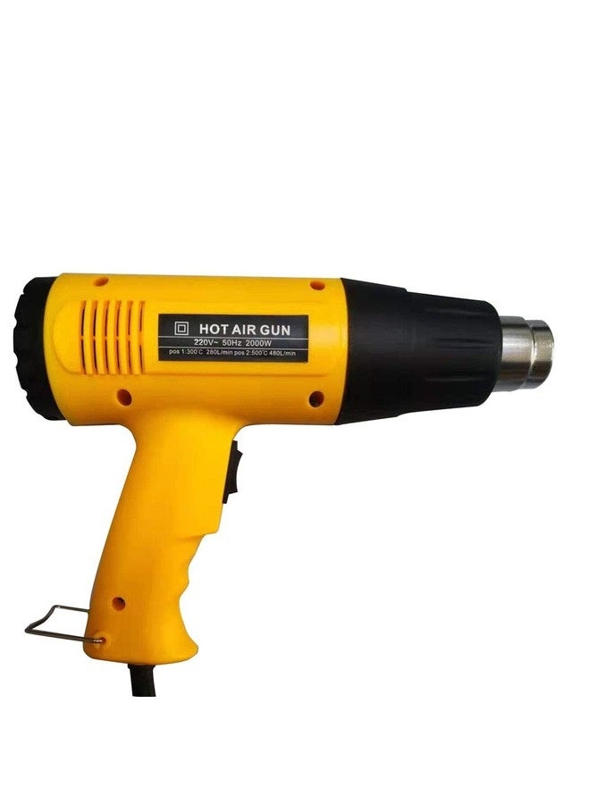 Electric Heat Gun And Hot Air 2 Modes Adjustable For Shrink Wrapping, Soldering, Paint Stripping, Tube Bending, Bbq Charcoal Heating , blue and yellow color - Image 2