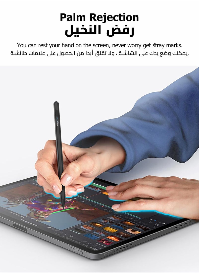 Eligo - iPad Pencil for 11th & 10th Generation with Palm Rejection, Stylus Pen for iPad【2018-2025 All Gen】iPad 8/9/10/11, iPad Pro 11/12.9/13-inch (M4), iPad Mini 5/6/7(A17 Pro), iPad Air 3/4/5 (M2/M3)(Black) - Image 1