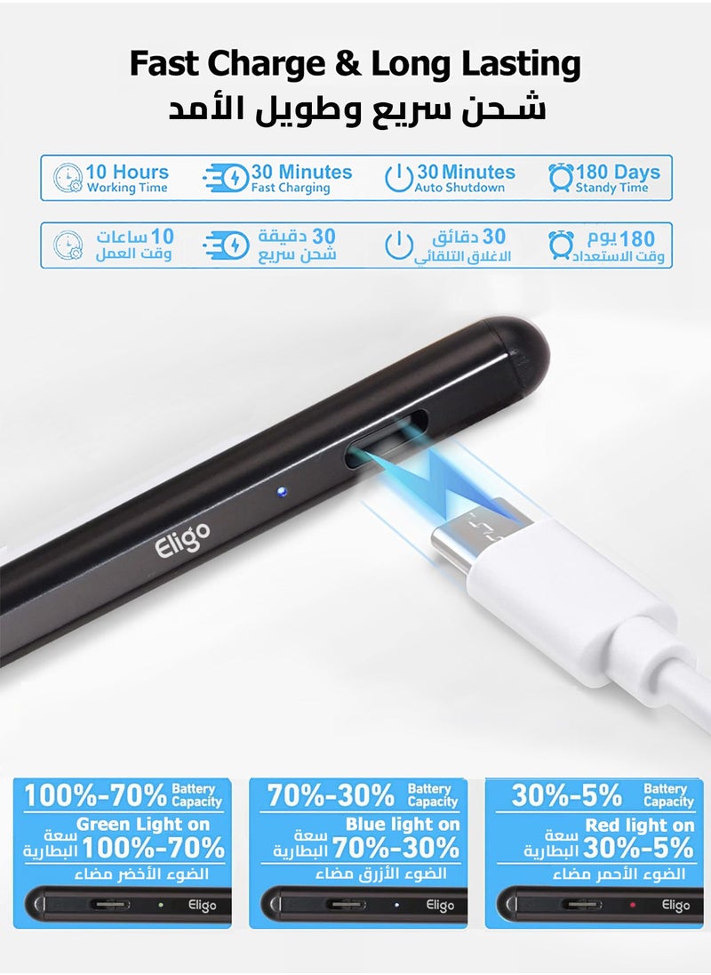 Eligo - iPad Pencil for 11th & 10th Generation with Palm Rejection, Stylus Pen for iPad【2018-2025 All Gen】iPad 8/9/10/11, iPad Pro 11/12.9/13-inch (M4), iPad Mini 5/6/7(A17 Pro), iPad Air 3/4/5 (M2/M3)(Black) - Image 1