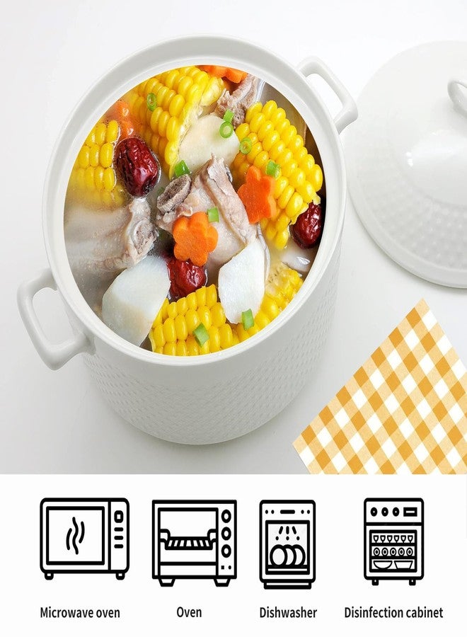 REANRO Ceramic Soup Tureen, Ceramic Soup Pot, 3.8L Large Capacity Serving Bowl with Lid and Handles for Salad Pasta Noodles Stew, Microwave and Dishwasher Safe, Porcelain, Round, White - Image 4