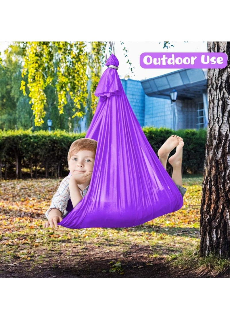 Generic Kids Indoor Sensory Swing (Hardware Included), Provides Calmness and Relaxation for Children with Special Needs, Sensory Swing Indoor Kids Adjustable Hammock Great for ADHD, Autism, Indoor Therapeutic Swing - Purple  - Image 4