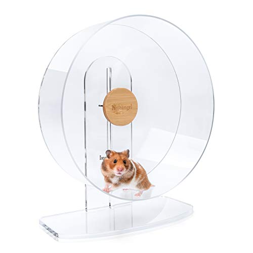 Niteangel Silent Hamster Exercise Wheel DualBearing Quiet Spinning Acrylic Hamster Running Wheel for Hamsters Gerbils Mice Degus or Other Small Animals Large Wider Version - Image 1