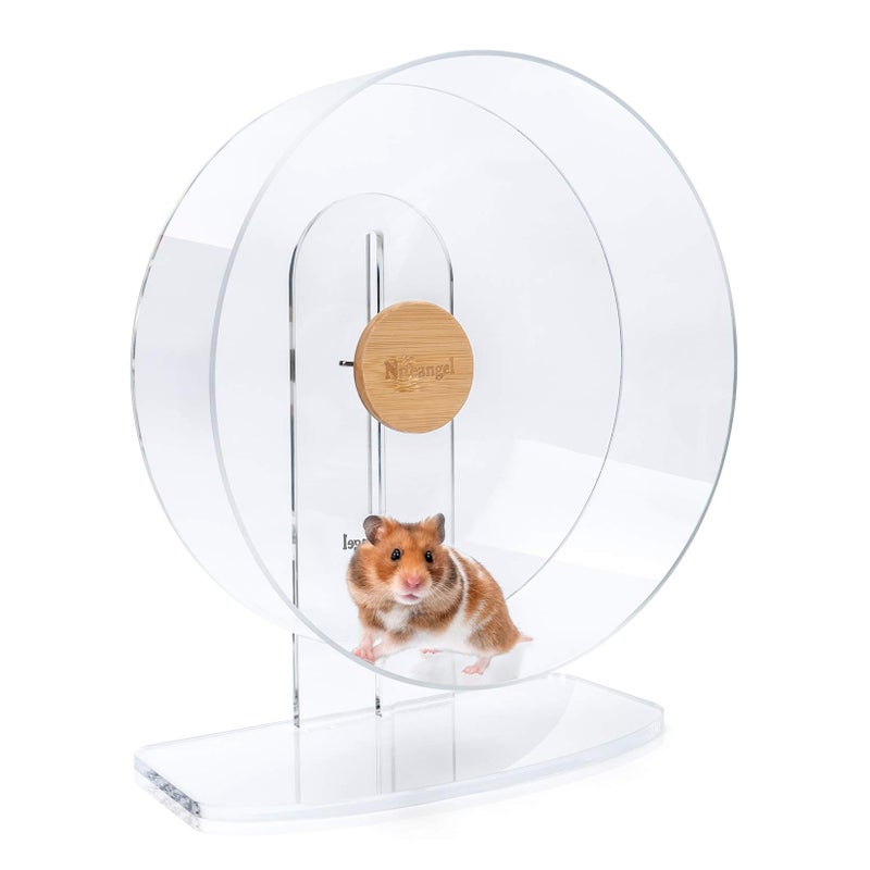 Niteangel Silent Hamster Exercise Wheel DualBearing Quiet Spinning Acrylic Hamster Running Wheel for Hamsters Gerbils Mice Degus or Other Small Animals Large Wider Version - Image 2