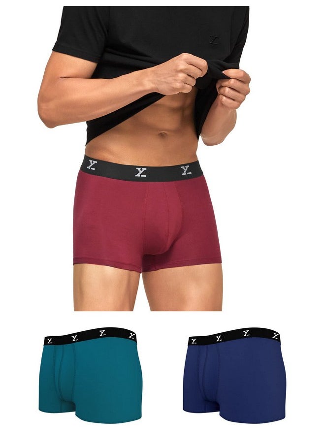 XYXX XYXX Men's Micro Modal Trunks - Ace Underwear for Men Pack of 3 (M; Twilight Blue+Rio Red+Deep Sea Blue)  - Image 1