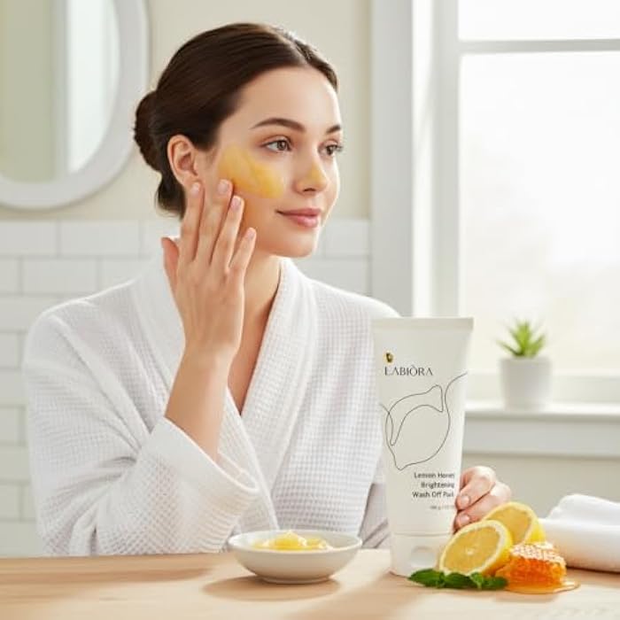 LABIORA Lemon Honey Face Mask Wash-Off Pack & Scrub — 5-Minute, Exfoliating, Hydrating, Gentle for Sensitive Skin, with Manuka Honey & Lemon Extract, 3.52 oz (100 g) - Image 3