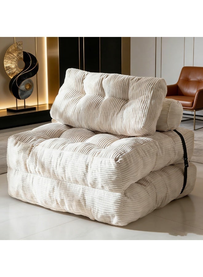 Anvanke multi-Functional Portable Folding Sofa Bed Single Convertible Sleeper Chair with Pillow & Back Support, Comfortable Floor Lounge for Living Room Bedroom, White - Image 1
