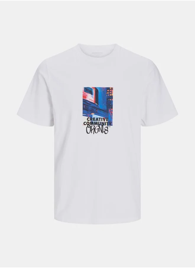 جاك اند جونز Bushwick Graphic Print Crew Neck T-Shirt