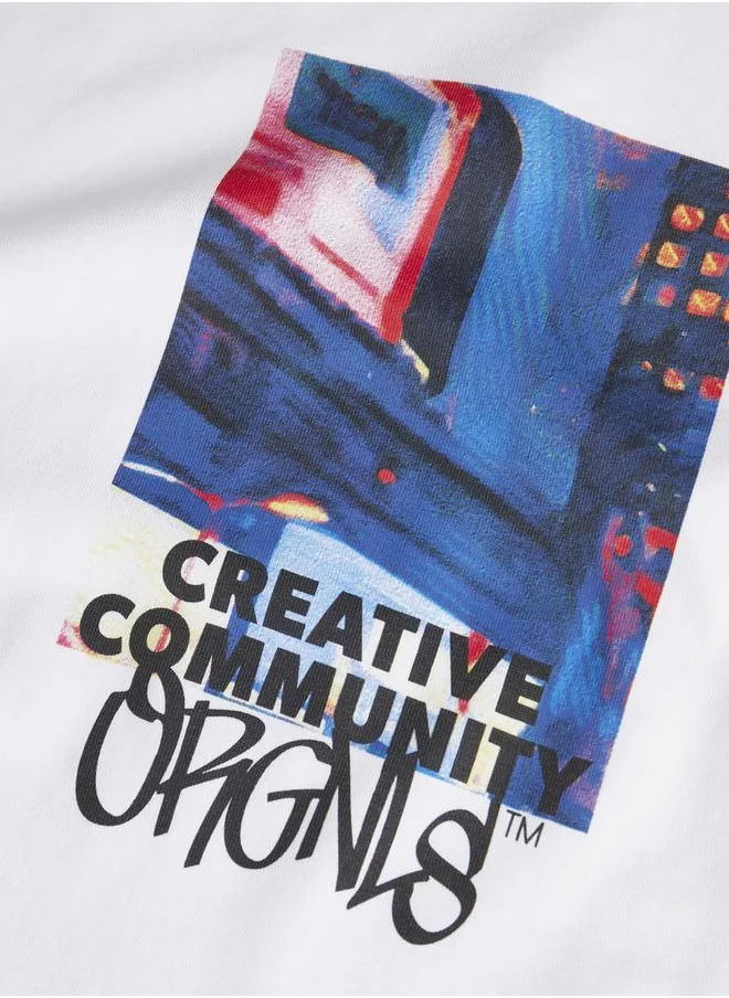 جاك اند جونز Bushwick Graphic Print Crew Neck T-Shirt
