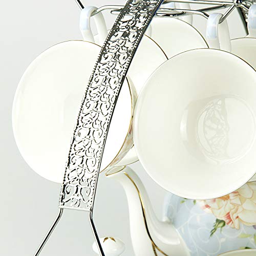 Piscepio Mug Holder Coffee Cup Holder Stand Dishes Organizer Wrought Iron Mug Drainer Storage Drying Rack for Counter Cabinet Table Kitchen Restaurant Office (Silver A) - Image 4