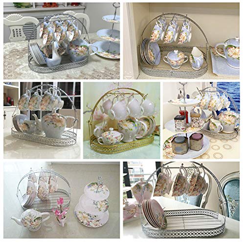 Piscepio Mug Holder Coffee Cup Holder Stand Dishes Organizer Wrought Iron Mug Drainer Storage Drying Rack for Counter Cabinet Table Kitchen Restaurant Office (Silver A) - Image 3