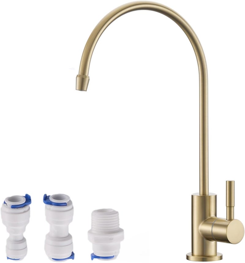 havin Bar Sink Faucet, RO Water Filter Faucet,Drinking Water Faucet fits Most Water Filtration System, Kitchen Reverse Osmosis Faucet, Stainless Steel Filter Tap, Gold - Image 1