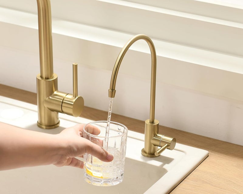 havin Bar Sink Faucet, RO Water Filter Faucet,Drinking Water Faucet fits Most Water Filtration System, Kitchen Reverse Osmosis Faucet, Stainless Steel Filter Tap, Gold - Image 2