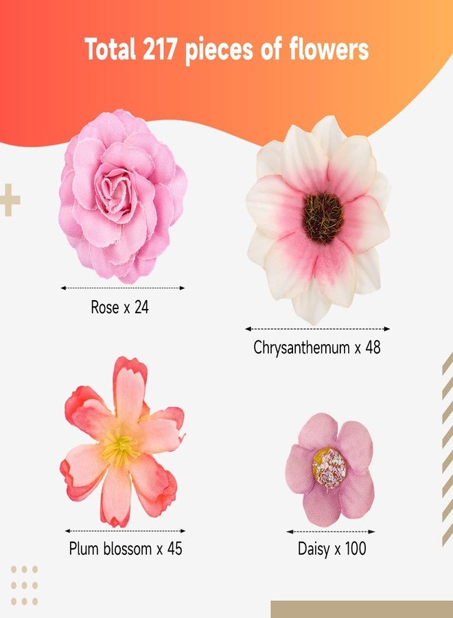 Varku 217 Pcs Mini Artificial Silk Flowers, Fake Rose Daisy Faux Flowers for Crafts, Rose Flowers Sunflower Daisy for Wedding Decoration and Daily Embellishment - Image 4