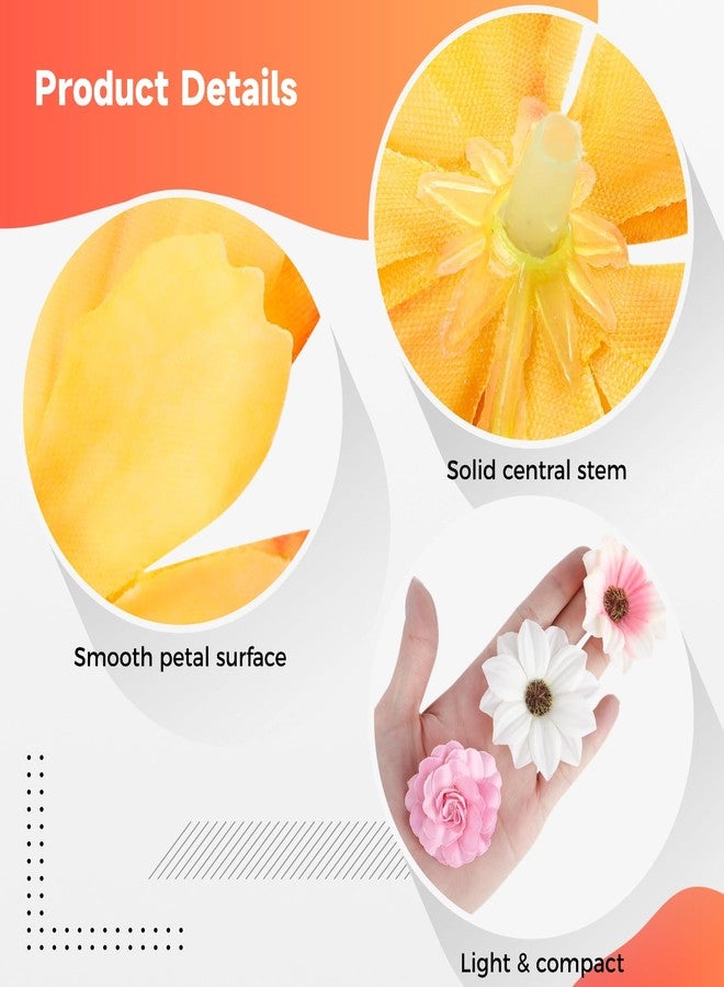 Varku 217 Pcs Mini Artificial Silk Flowers, Fake Rose Daisy Faux Flowers for Crafts, Rose Flowers Sunflower Daisy for Wedding Decoration and Daily Embellishment - Image 5