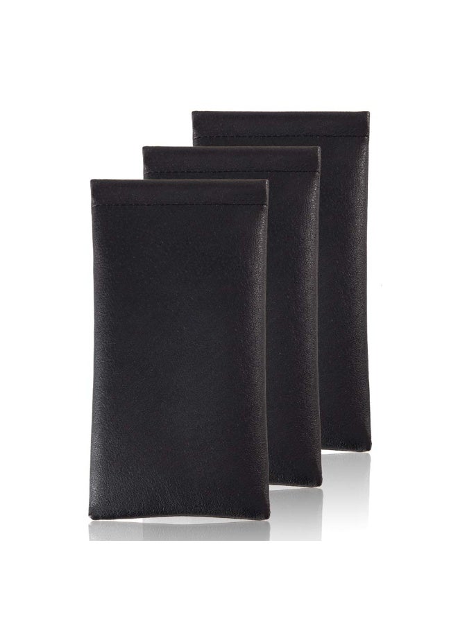 Squeeze Leather Sunglasses Pouch - 3 Pack Spring Storage Glasses Pouch Holder - Image 1
