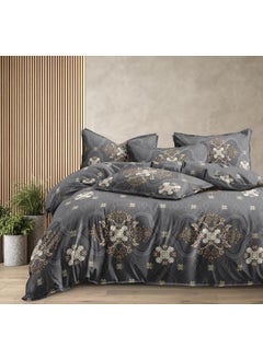 Laying Style Laying Style Glace Cotton Very Heavy Printed 1 Super King Size Elastic Fitted Bedsheet and 2 Pillow Covers Size108x108x10 Inch Pack of 3 