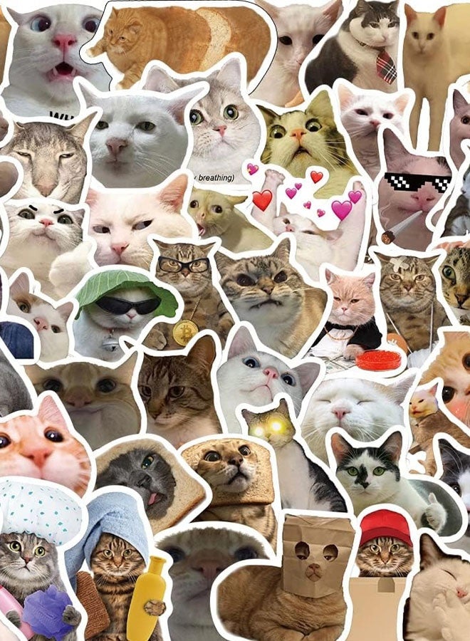 50Pcs Cat Stickers Pack,Kawaii Stickers Vinyl Waterproof Stickers, for Laptop Water Bottle Skateboard Luggage Car Bumper Cute Cat Stickers for Girls Kids Teens - Image 1