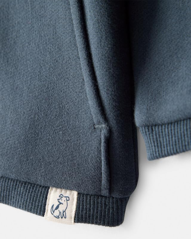 Carter's Baby Boy Daydream Fleece Full Sleeve Zip-Up Sweatshirt | Soft Warm Zipper Hoodie for Cold Weather Navy Blue - Image 2