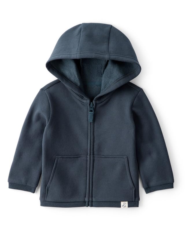 Carter's Baby Boy Daydream Fleece Full Sleeve Zip-Up Sweatshirt | Soft Warm Zipper Hoodie for Cold Weather Navy Blue - Image 1
