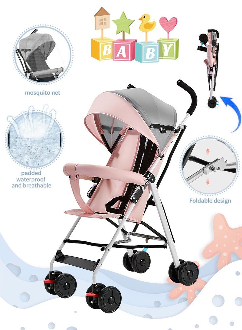 Mababy Ultra-Lightweight Foldable Baby Stroller for Babies 6-36 Months, Portable Travel  Buggy with Reclining Seat, One-Hand Fold, PVC Back Support & Shock Absorption - 3.7kg, Load up to 27kg - Image 2