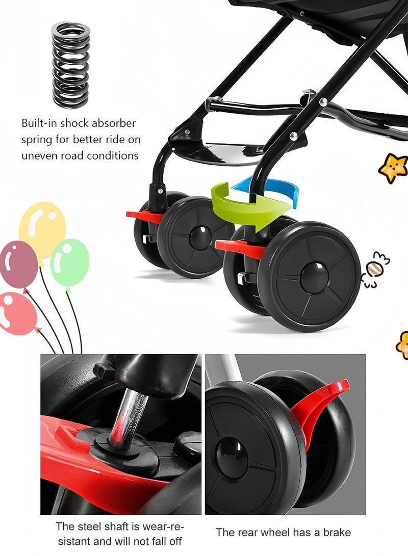 Mababy Ultra-Lightweight Foldable Baby Stroller for Babies 6-36 Months, Portable Travel  Buggy with Reclining Seat, One-Hand Fold, PVC Back Support & Shock Absorption - 3.7kg, Load up to 27kg - Image 3