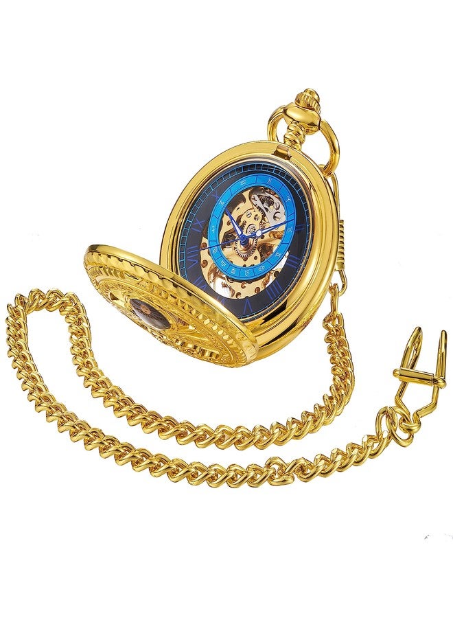 ShoppeWatch Mens Pocket Watch with Chain | Hand Winding Vintage Pocket Watch | Classic Mechanical Movement Pocketwatch | 1920s Railroad Steampunk Costume Accessory Gold PW222 - Image 5