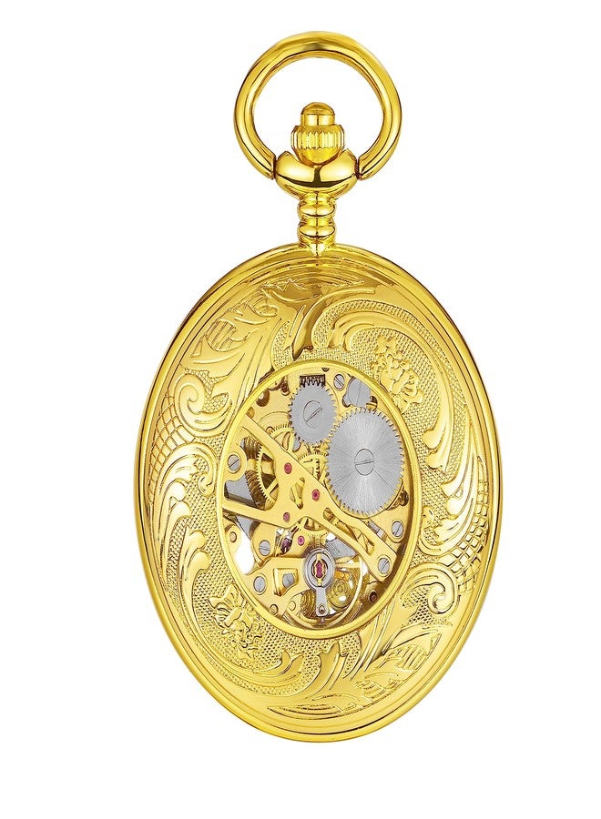 ShoppeWatch Mens Pocket Watch with Chain | Hand Winding Vintage Pocket Watch | Classic Mechanical Movement Pocketwatch | 1920s Railroad Steampunk Costume Accessory Gold PW222 - Image 4