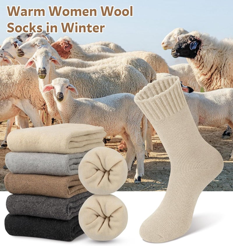 YSense Womens Wool Socks, Winter Boot Socks Stocking Stuffers Gifts for Women Men Warm Crew for Hiking - Image 2