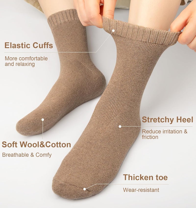 YSense Womens Wool Socks, Winter Boot Socks Stocking Stuffers Gifts for Women Men Warm Crew for Hiking - Image 3