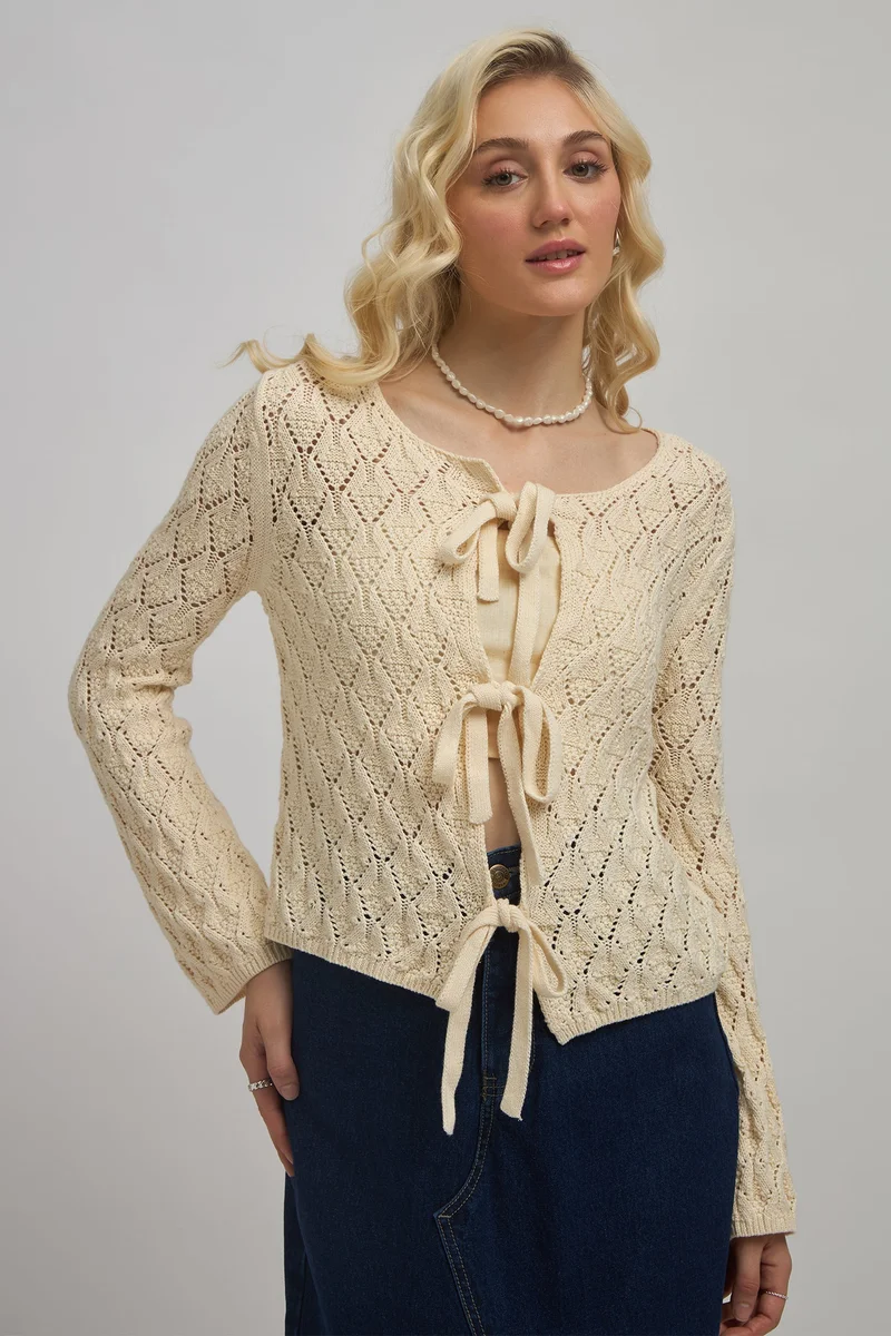 فيرجيو Solid Cotton Cropped Front Tie Up Top for Women