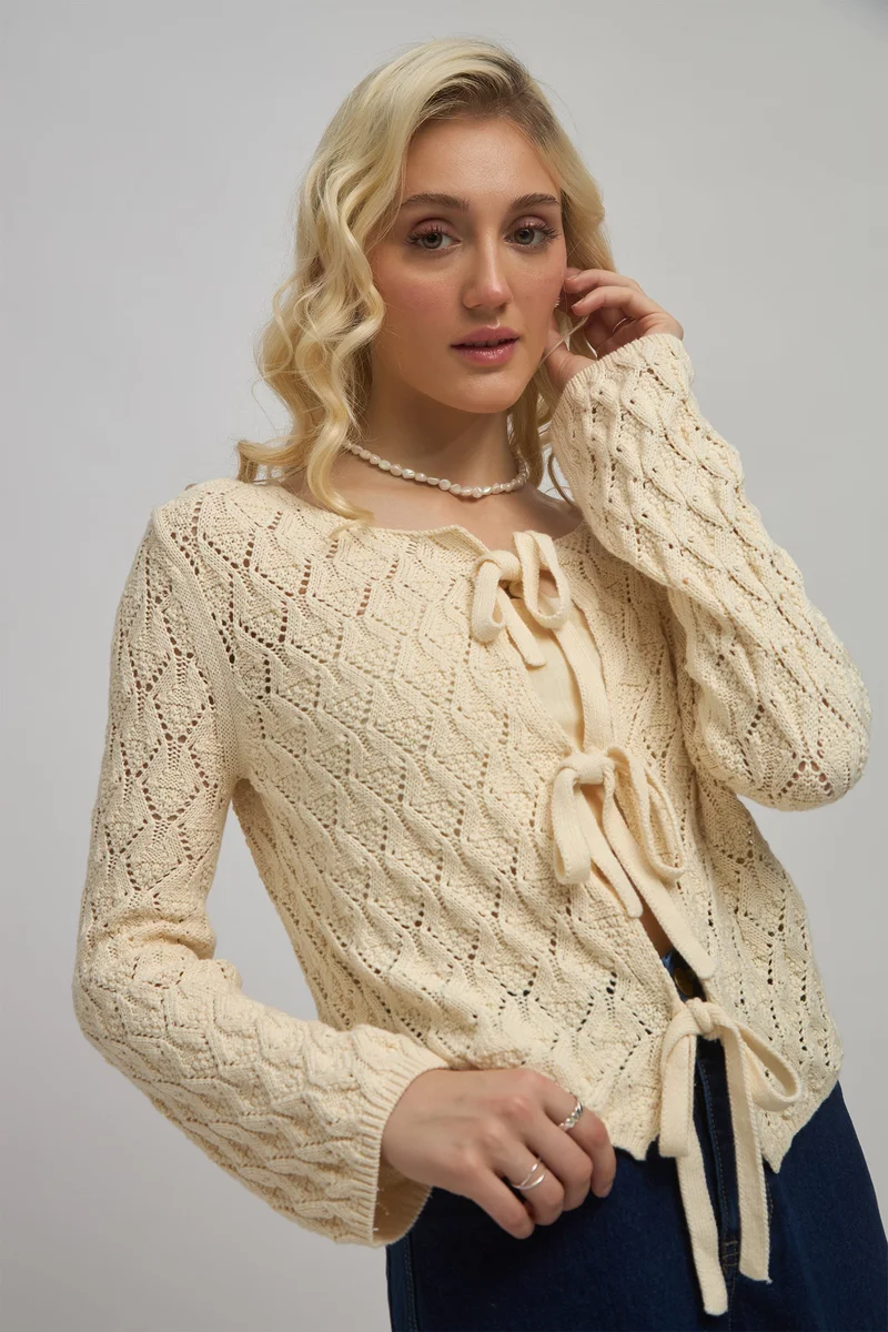 فيرجيو Solid Cotton Cropped Front Tie Up Top for Women