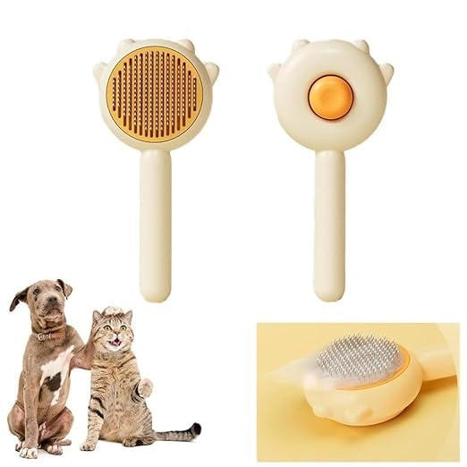 CARTIFY Self-Cleaning 2-in-1 Dog Grooming Brush & Slicker Comb, Hair Removal, Pet Massage Tool, Gentle Brush for Detangling, Best for Dogs and Cats - Image 2