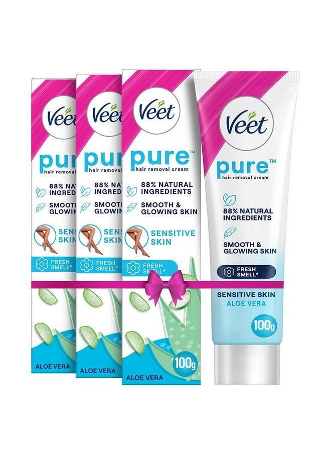 Veet Pure Hair Removal Cream For Women For Sensitive Skin - 100G Pack Of 3  - Image 1