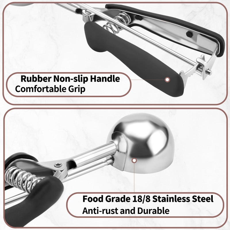JETONN Small Cookie Scoop 1 Tablespoon, Size #60 Cookie Dough Scoop, Stainless Steel Ice Cream Scooper with Trigger Release, for Baking Small Cookies, Meatballs, Melon Balls - Image 4