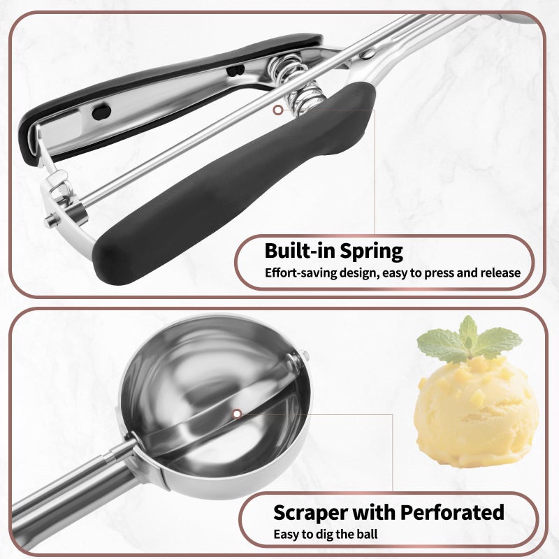 JETONN Small Cookie Scoop 1 Tablespoon, Size #60 Cookie Dough Scoop, Stainless Steel Ice Cream Scooper with Trigger Release, for Baking Small Cookies, Meatballs, Melon Balls - Image 3