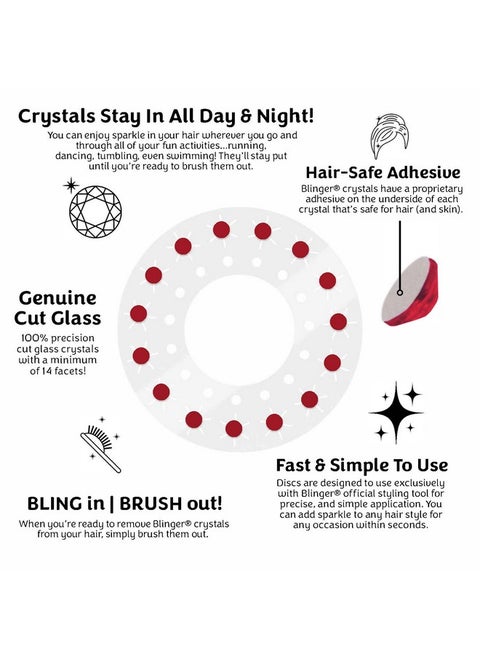 Crystal Refill Pack | 5 Discs - 75 Precision-Cut Glass Crystals | Styling Tool Not Included | Light Scarlet 4 Mm