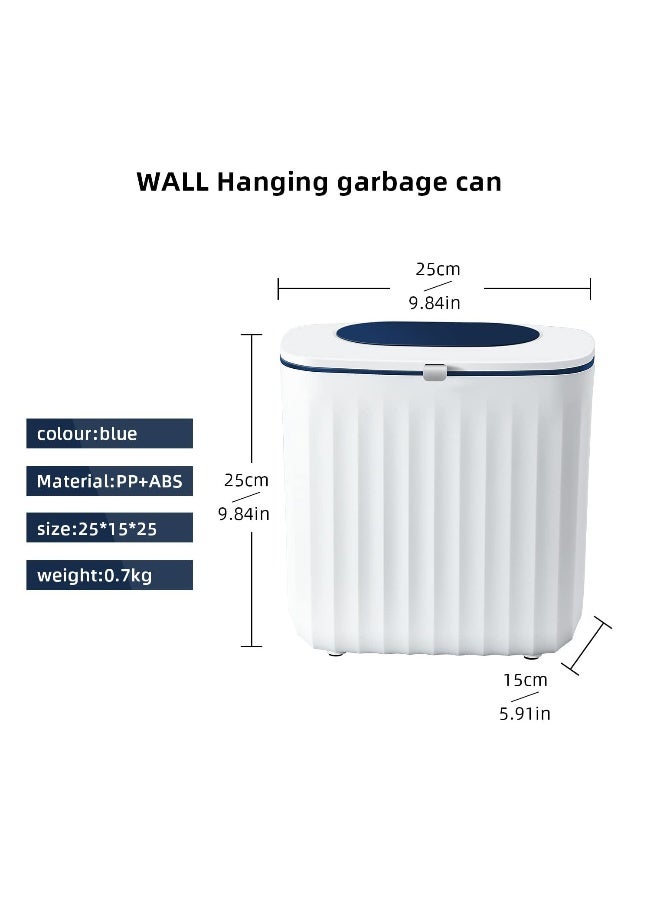 Kitchen Compost Bin, 2.1Gallon Hanging Trash Can with Lid, Kitchen Cabinet Door Under Sink Plastic Garbage Can Compost Bin Wall Mounted Slide Open, odorless Trash can, Blue  - Image 5