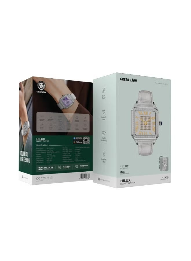 Green Lion Helux Smartwatch with Extra Strap, 1.3-inch TFT IPS Display, 2-4 Day Battery Life, 450 Lumens Brightness, Sports Modes and Activity Tracking, Health Monitoring, 150mAh Battery, Bluetooth Version 5.4 - Silver - Image 2