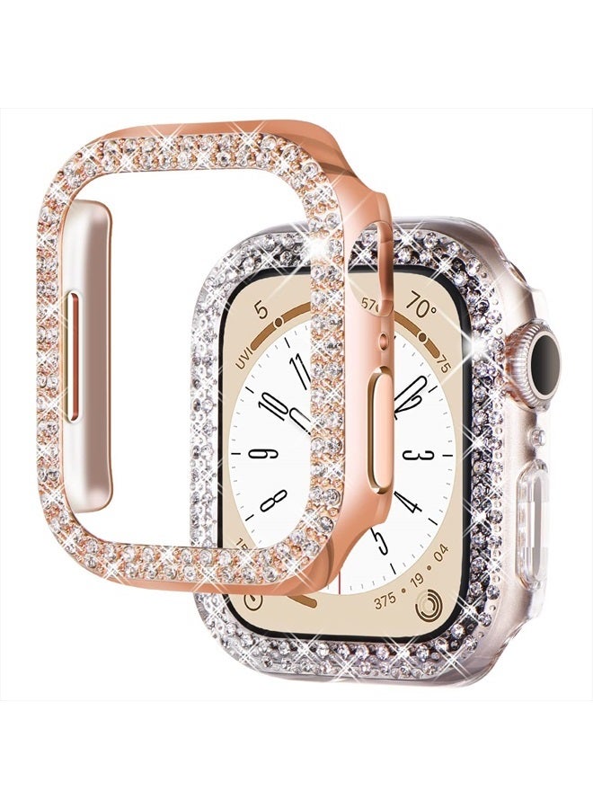 NewWays 2-Pack Bling Compatible for Apple Watch Cases 40mm SE 2022 Series 6 5 4, Protective Bumper for iWatch SE Series 4/5/6 (40mm, Rose Gold/Clear) - Image 1