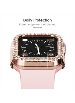 NewWays 2-Pack Bling Compatible for Apple Watch Cases 40mm SE 2022 Series 6 5 4, Protective Bumper for iWatch SE Series 4/5/6 (40mm, Rose Gold/Clear)  - Image 3