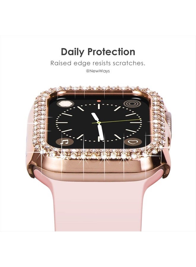 NewWays 2-Pack Bling Compatible for Apple Watch Cases 40mm SE 2022 Series 6 5 4, Protective Bumper for iWatch SE Series 4/5/6 (40mm, Rose Gold/Clear) - Image 3