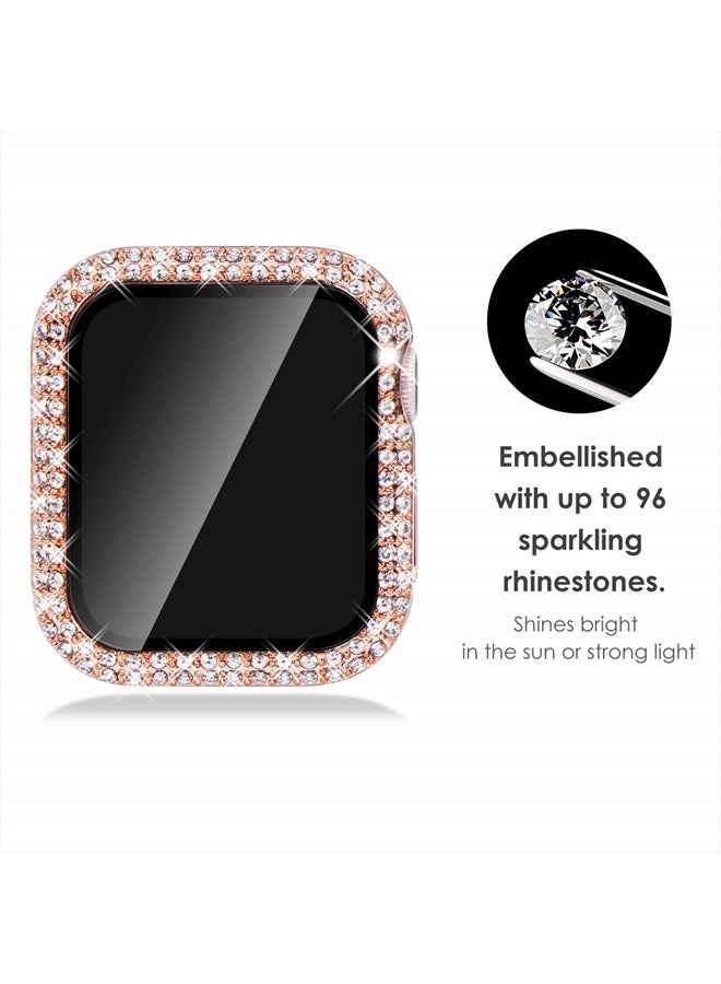 NewWays 2-Pack Bling Compatible for Apple Watch Cases 40mm SE 2022 Series 6 5 4, Protective Bumper for iWatch SE Series 4/5/6 (40mm, Rose Gold/Clear) - Image 2