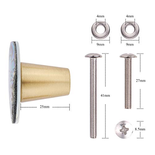 mookaitedecor Set of 4 Abalone Shell Cabinet Knobs with Screws, Rectangle Stone Pulls Handle for Dresser Drawer Cupboard Furniture Decorative - Image 2