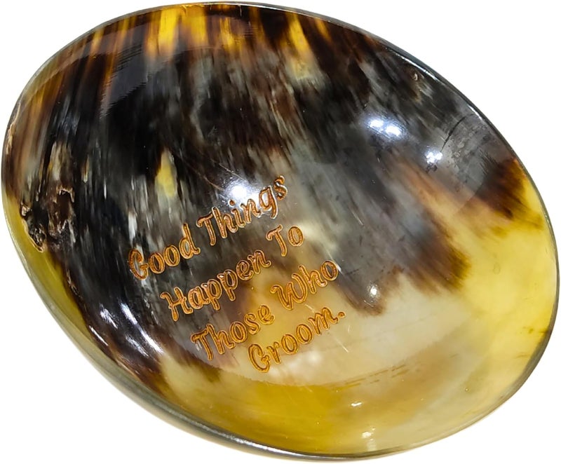 AYZCORP Gift for Dad from DaughterSon Shaving BowlEngrave Good Things Happen To Those Who Groom Shaving Cup for Men Real Horn Shave Bowl Lathering Up Shaving Soap Cup Horn Bowl for DadBrotherBoyfriend  - Image 5